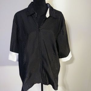 DCC Women Stretch black & white striped shirt